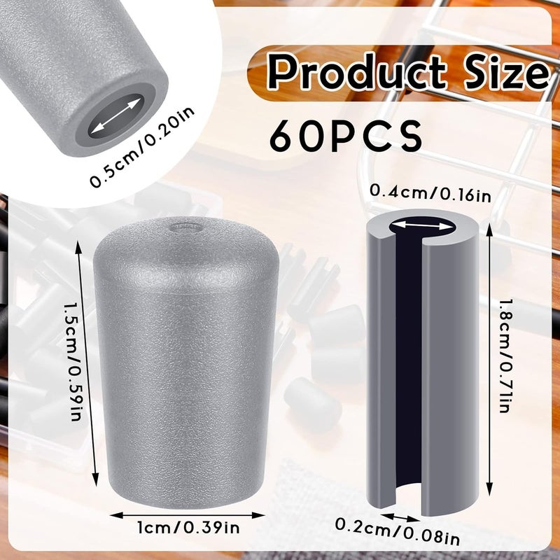 Romooa 60 Pieces Rubber Feet for Grid Sink Protector Rubber Grid Kitchen Sink Wire Protective Rack Feet Grate Wire Bumper Replacement Protector Parts for Kitchen Rack(Grey) - Image 2